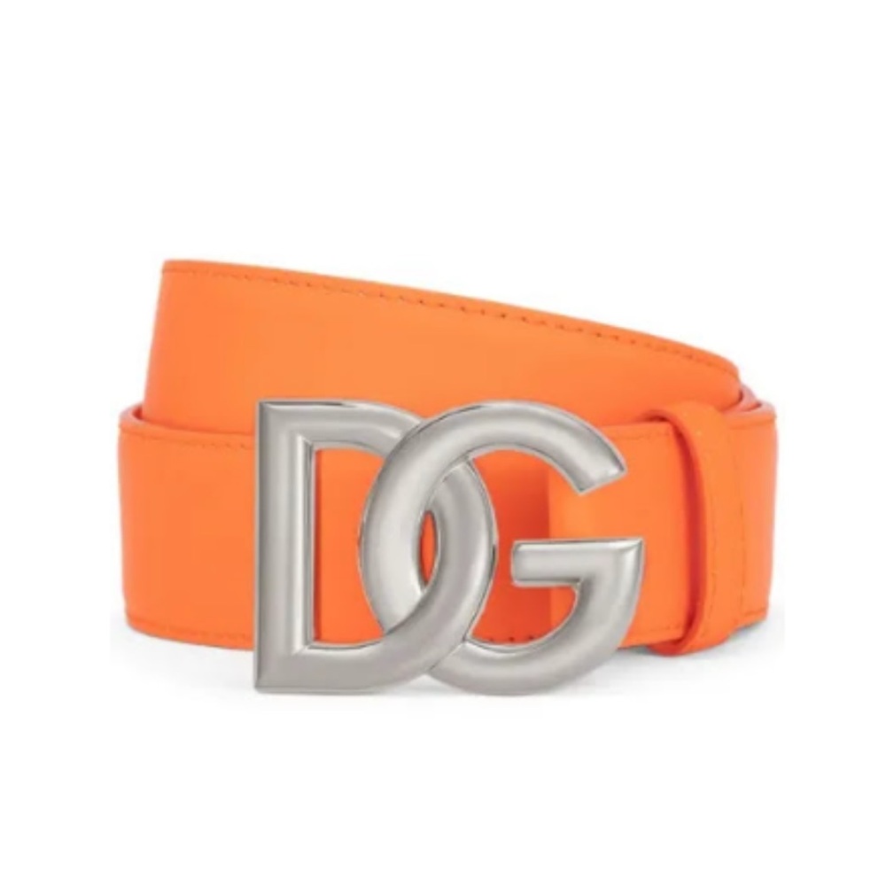 Dolce & Gabbana Orange Leather Belt